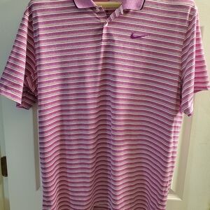 Nike Men's Purple Striped Polo Shirt